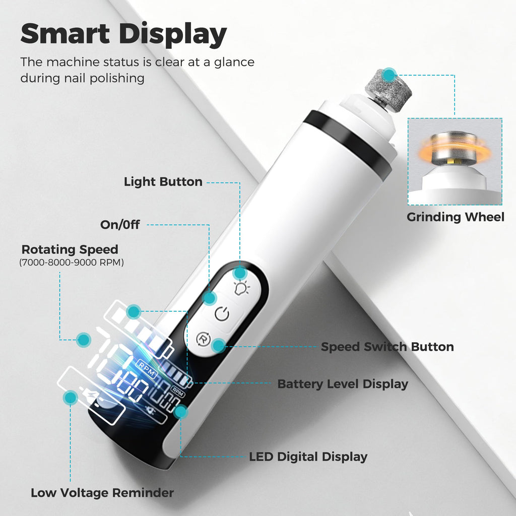 Silent Cordless Dog Nail Grinder with 3 Adjustable Speeds Z608