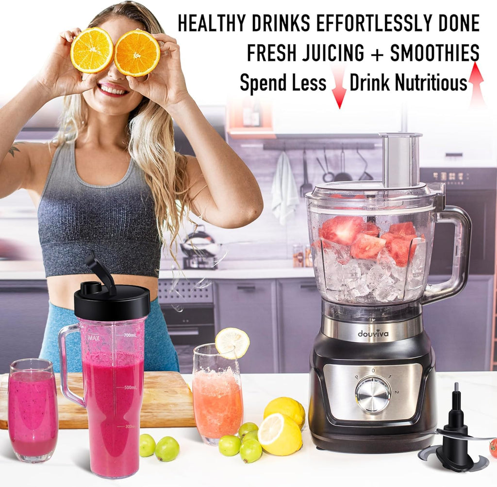 8-Cup Food Processor & Blender Combo, 1000W, Black Y61706