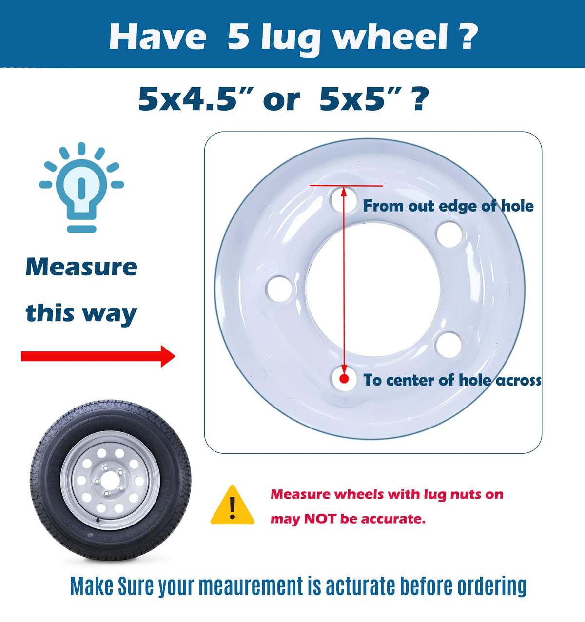 Trailer Tire Wheel ST205/75D15 6PR 101L 5X4.5 White Spoke Pk2 X247082