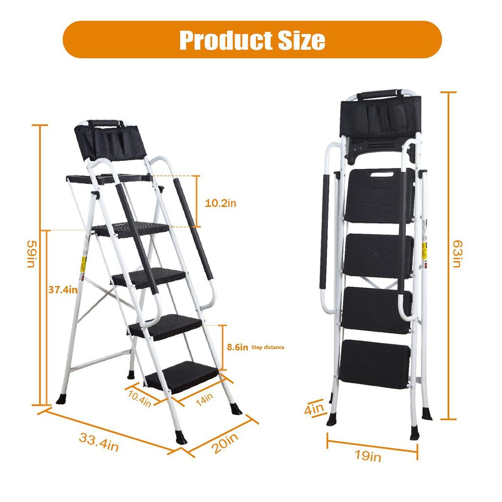 4 Step Ladder with Handrails 330lbs Capacity E7086
