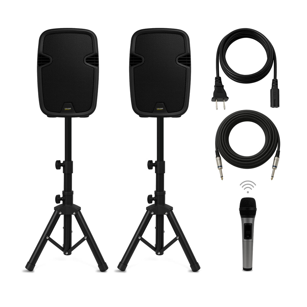 8-Inch Bluetooth PA Speaker Set with Stands and Cable H587