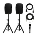8-Inch Bluetooth PA Speaker Set with Stands and Cable H587