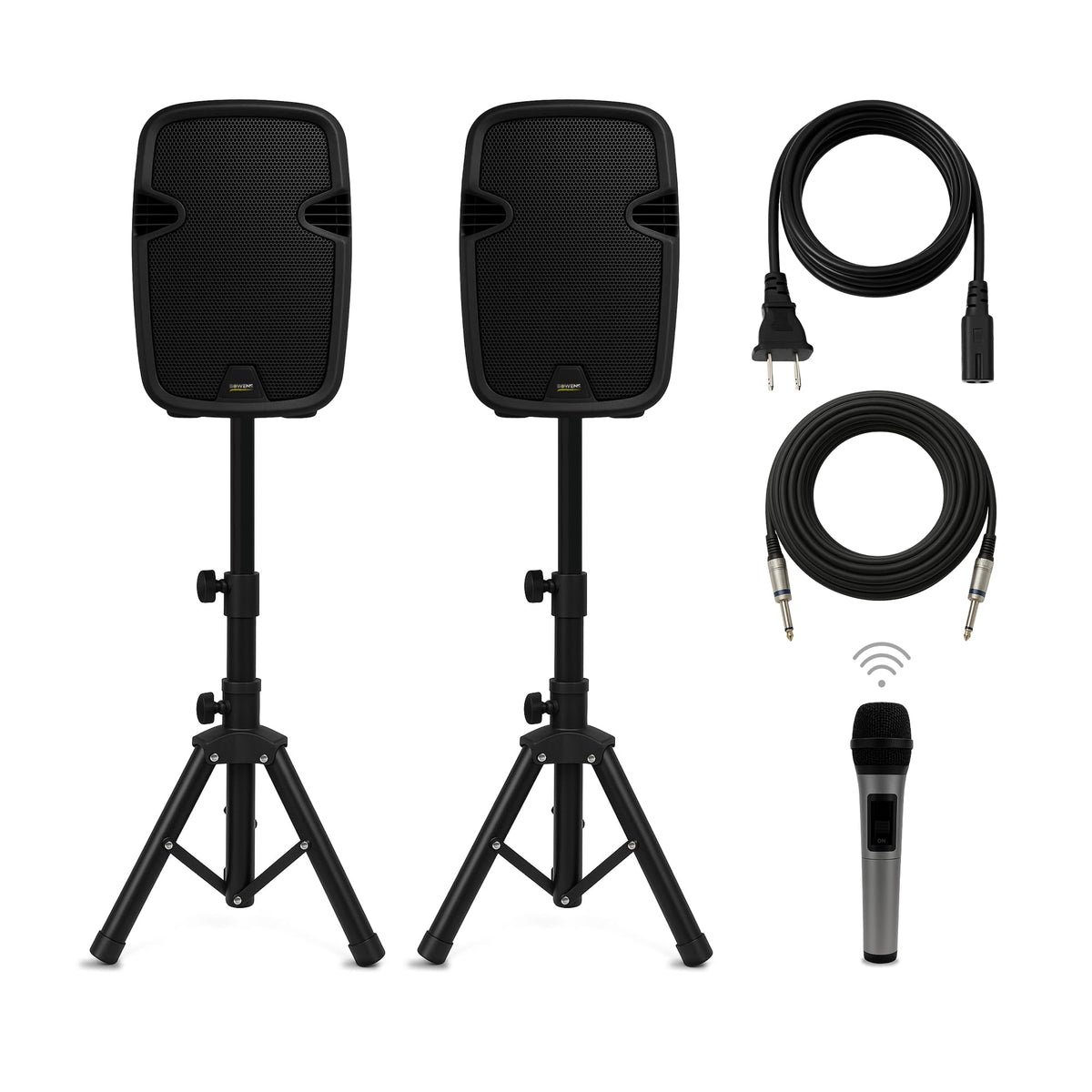 8-Inch Bluetooth PA Speaker Set with Stands and Cable H587