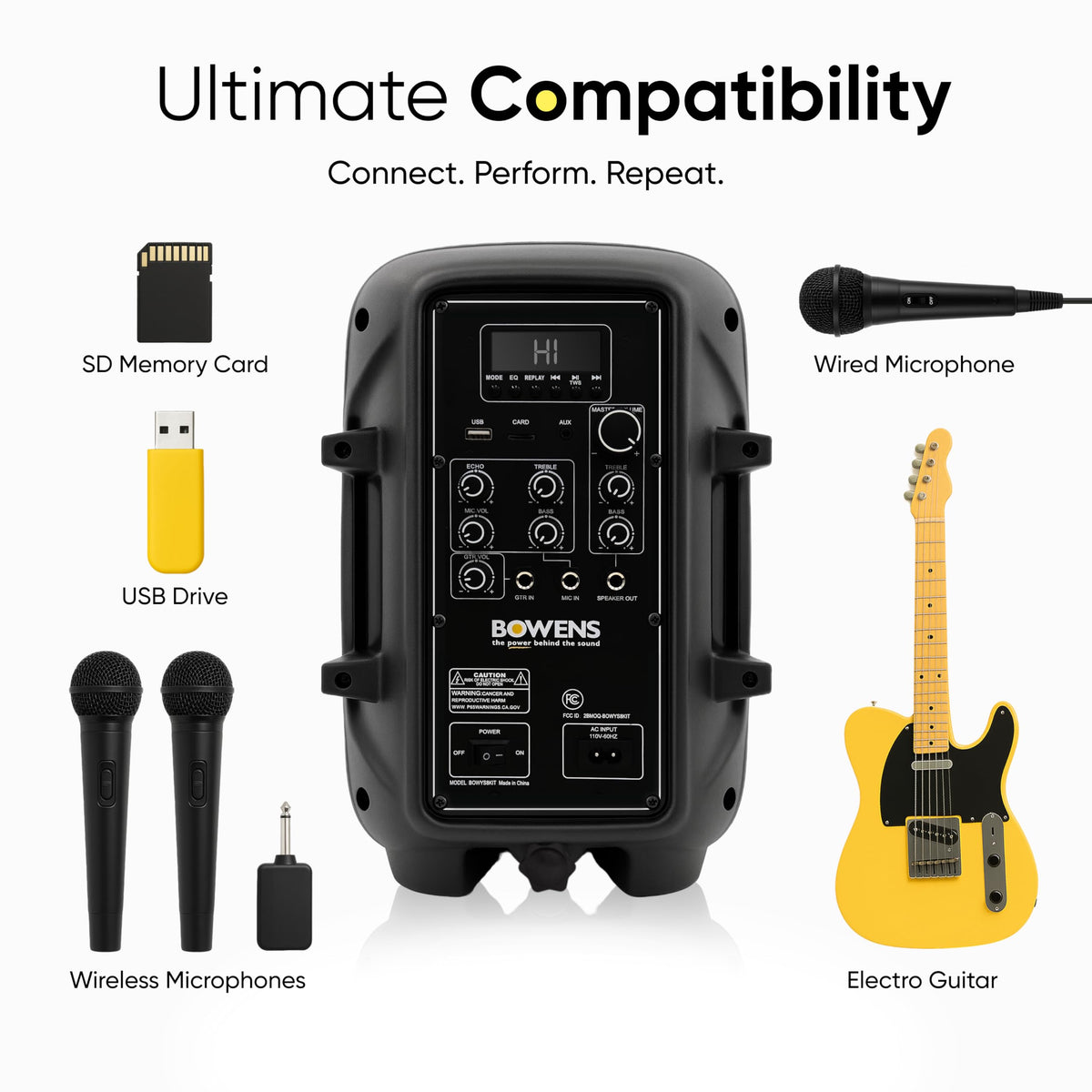 8-Inch Bluetooth PA Speaker Set with Stands and Cable H587