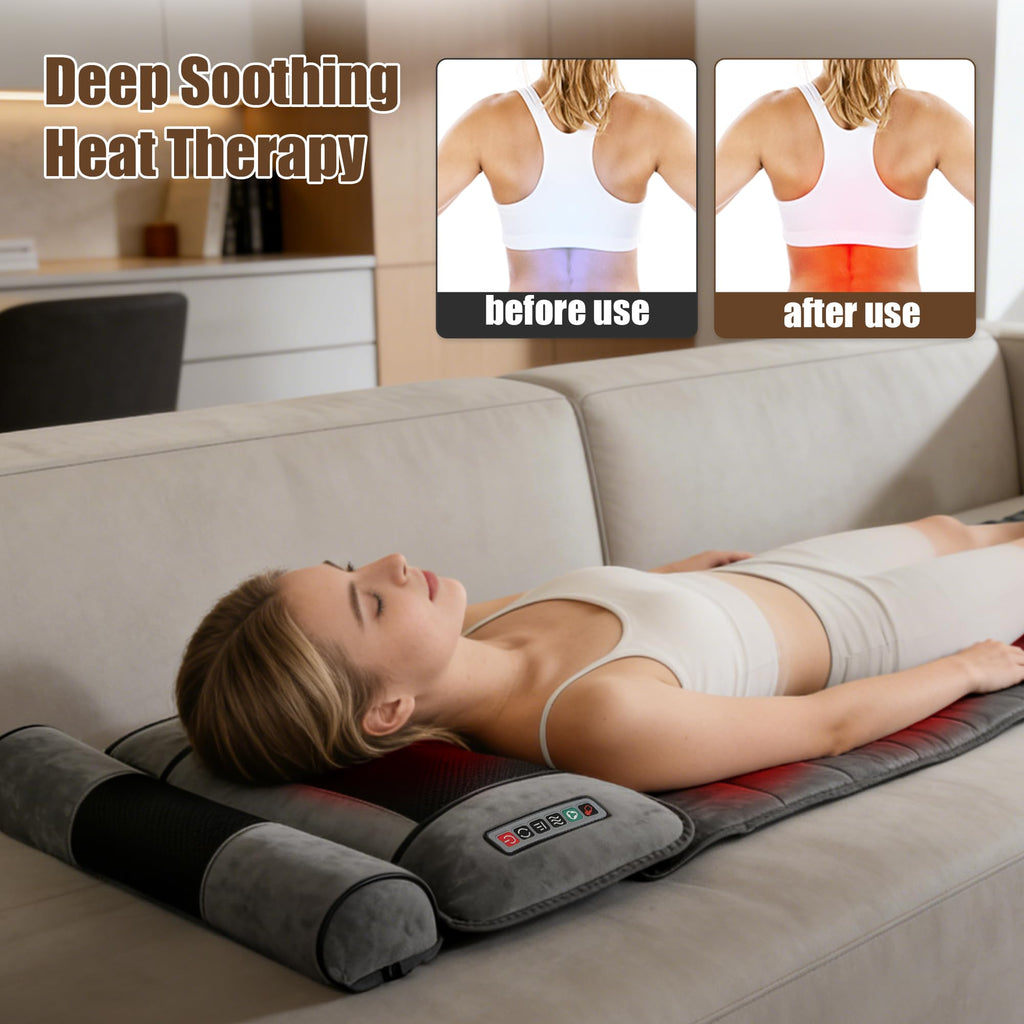 Full Body Massage Mat with Heat, 10 Vibrating Nodes, 9 Modes, 3 Heating Levels, Detachable Neck Foot Massager X602814