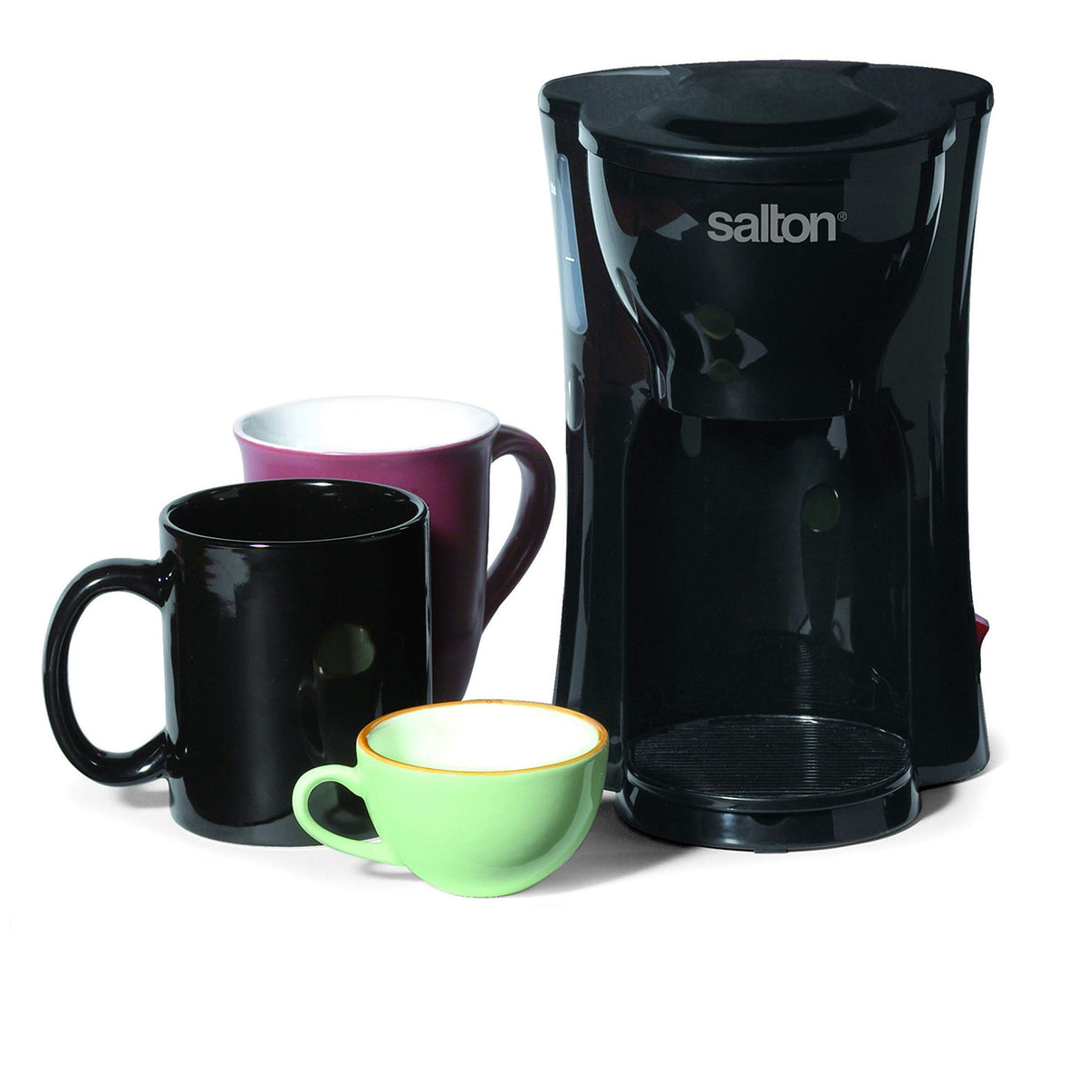 1 Cup Black Mini Drip Coffee Maker with Reusable Mesh Filter M846482