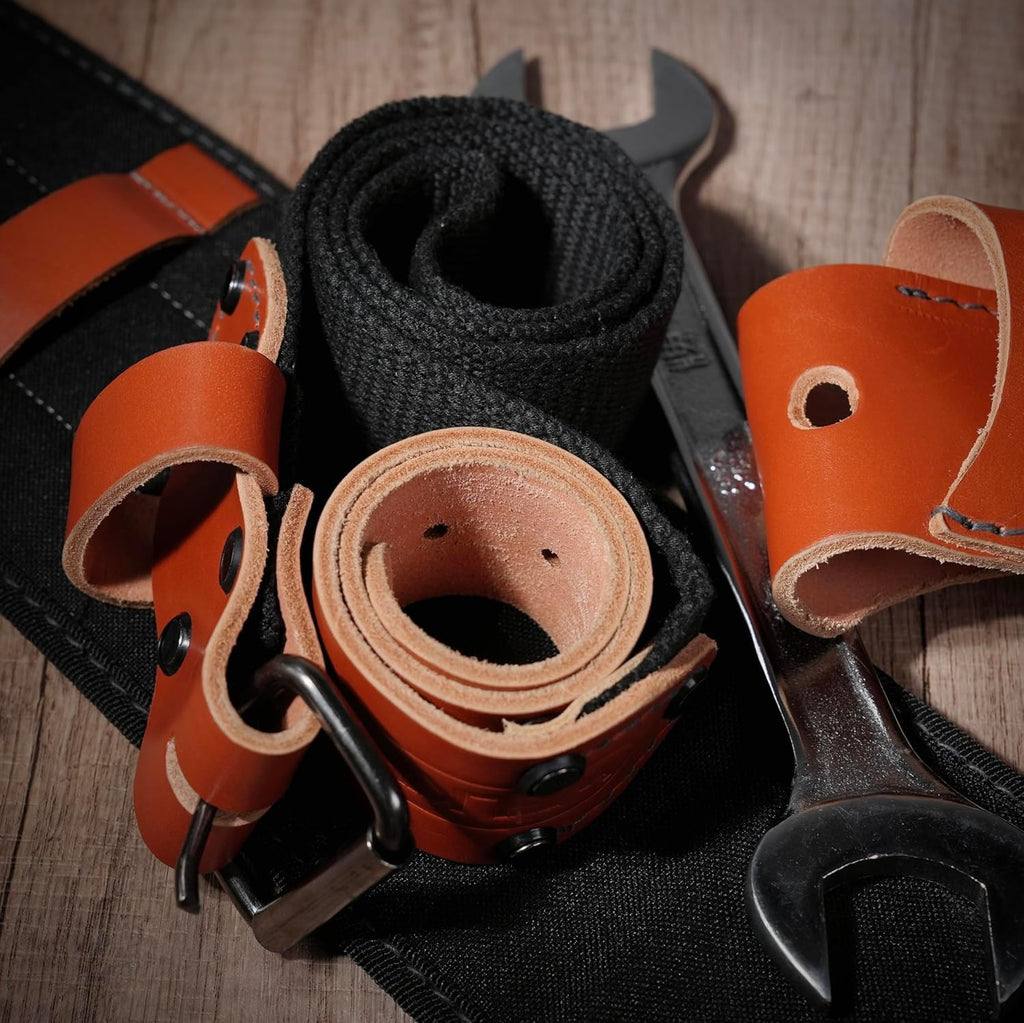 Top-Grain Leather Tool Belt With Suspenders J319537