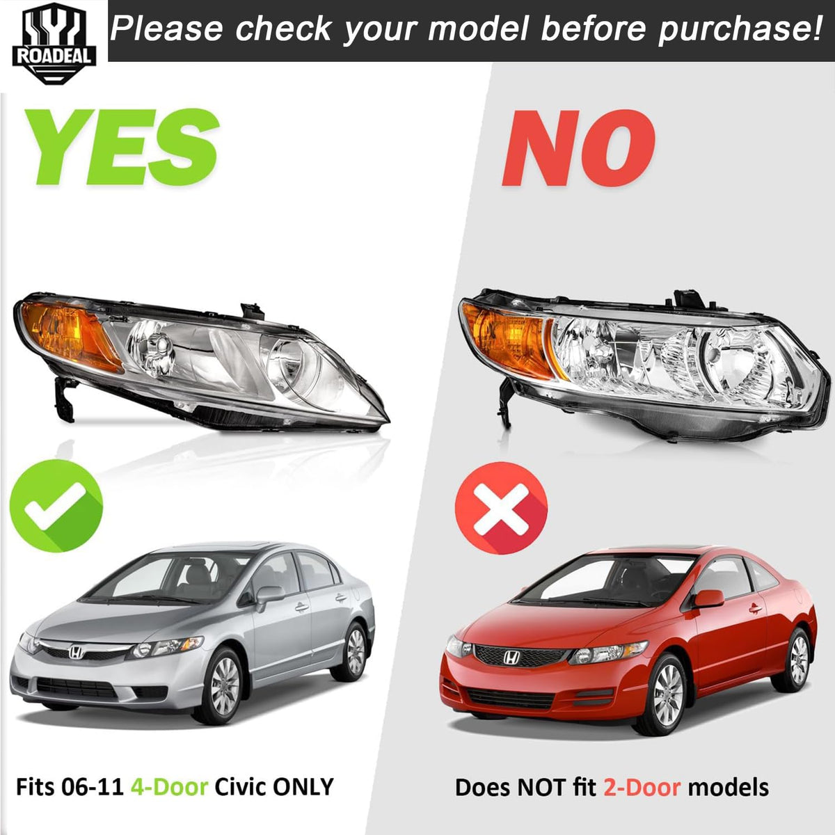 Headlights for Honda Civic 4-Door P87622