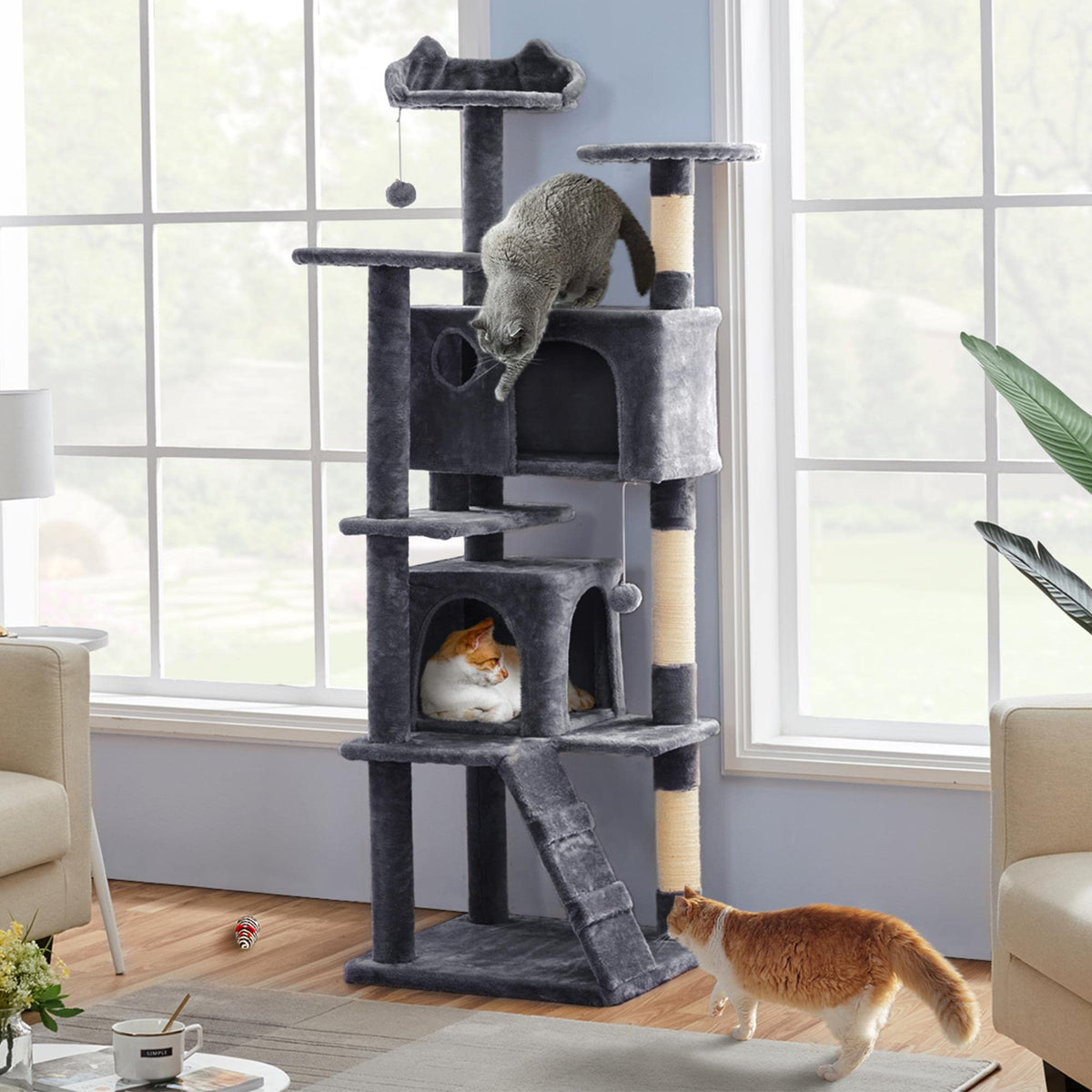 70in Cat Tree with Sisal Scratching Post A488
