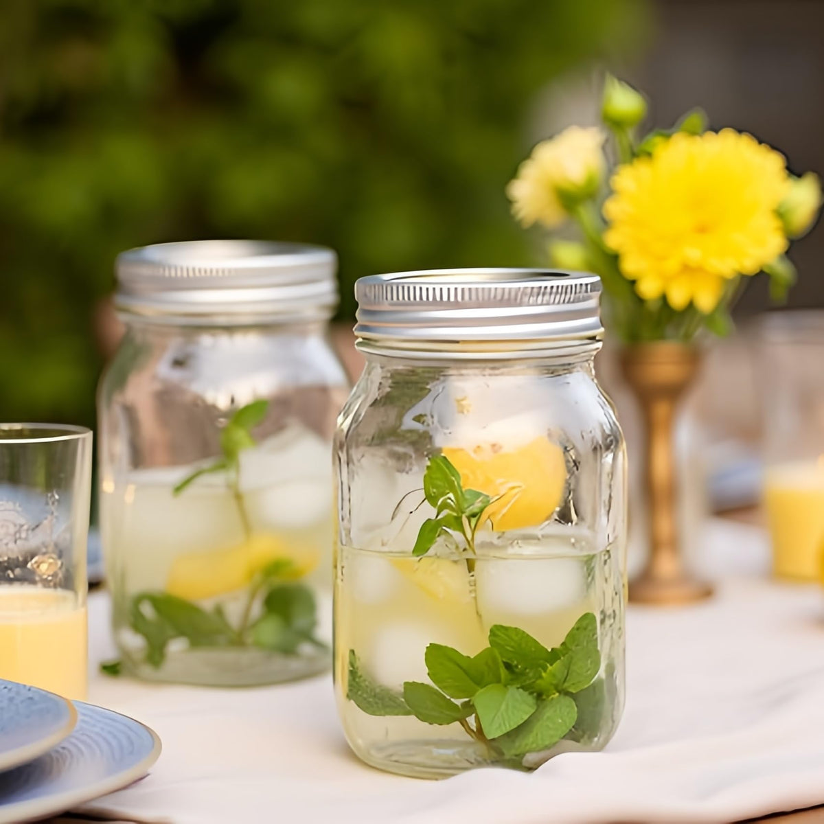 12 Pcs 16oz Regular Mouth Glass Mason Jars with Lids and Rings W12256