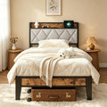 Twin Bed Frame with Headboard and Charging Plug C40542