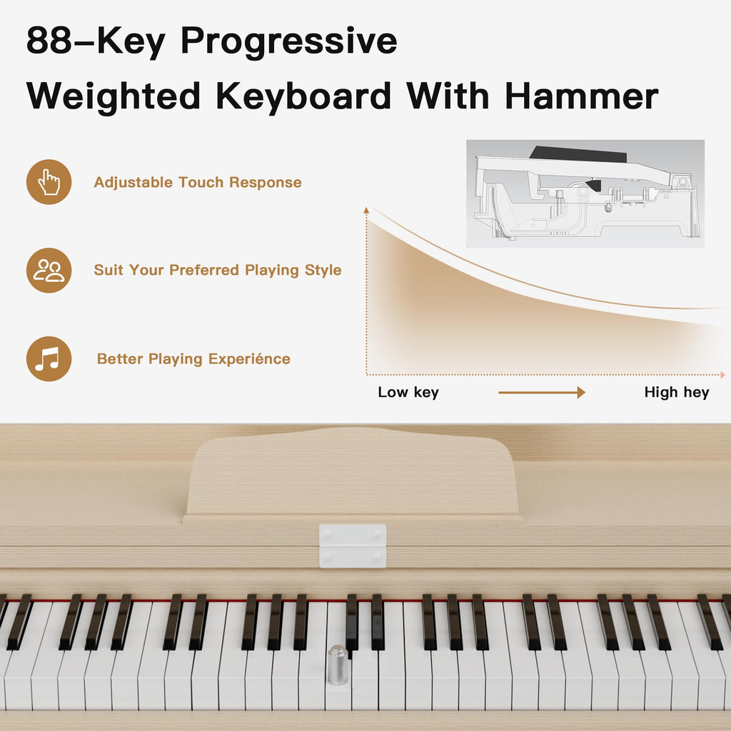 88-Key Weighted Digital Piano with 3-Pedal and Stand W495057