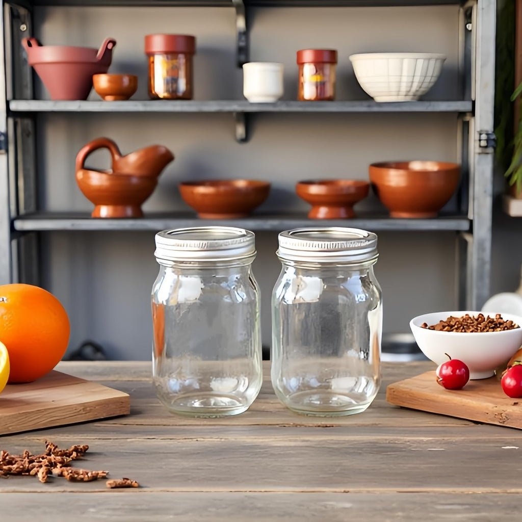 12 Pcs 16oz Regular Mouth Glass Mason Jars with Lids and Rings W12256