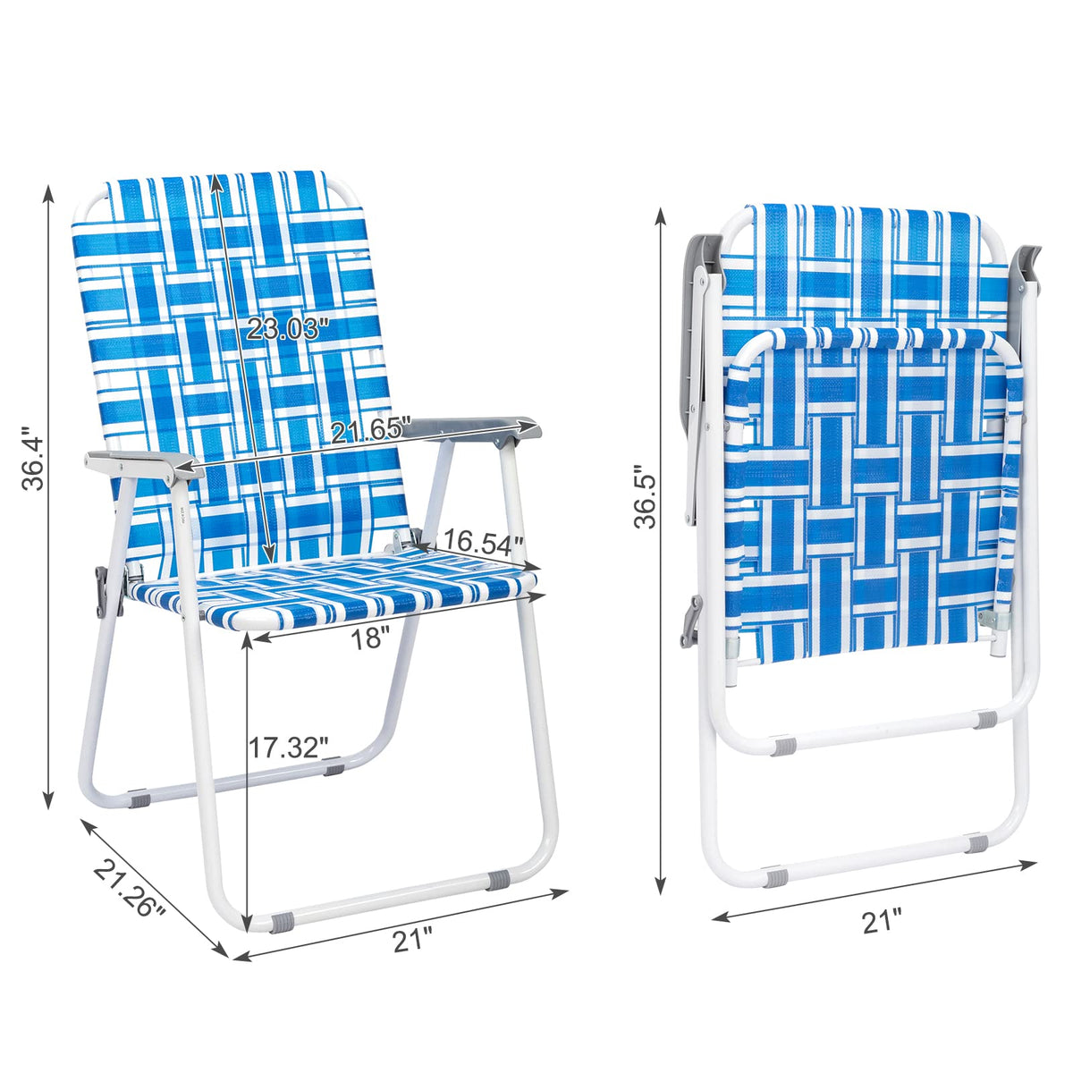 2 Pcs Webbed Folding Beach Chair P528