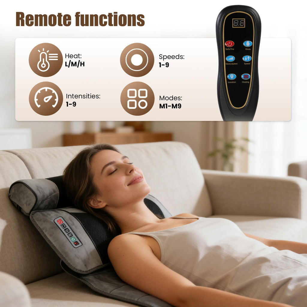 Full Body Massage Mat with Heat, 10 Vibrating Nodes, 9 Modes, 3 Heating Levels, Detachable Neck Foot Massager X602814