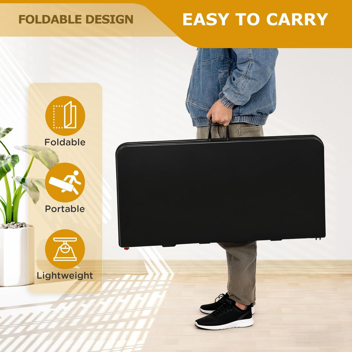 34" Black Folding Card Table B402