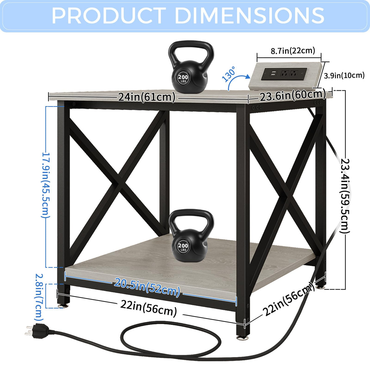 24"x23.6" Printer Stand with Power Outlet C49039