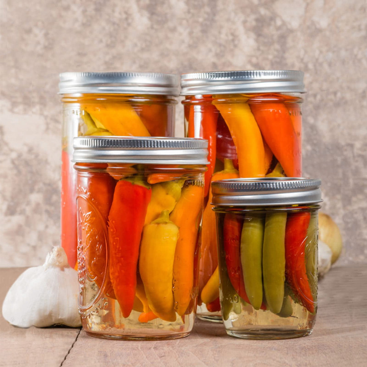 16 oz 6 Pack Wide Mouth Glass Mason Jars with Airtight Lids Y172439
