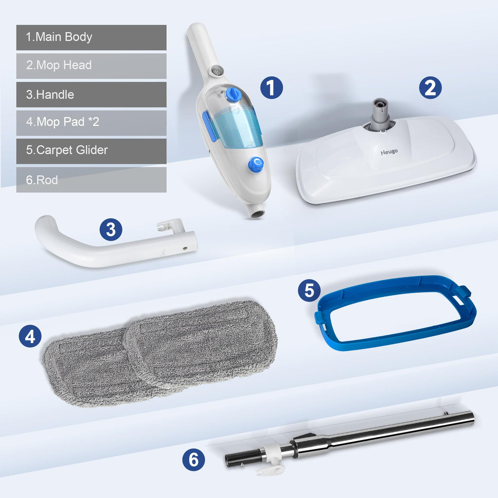 Lightweight Steam Mop with Adjustable Steam Modes, 23ft Cord, 2 Washable Pads O2744