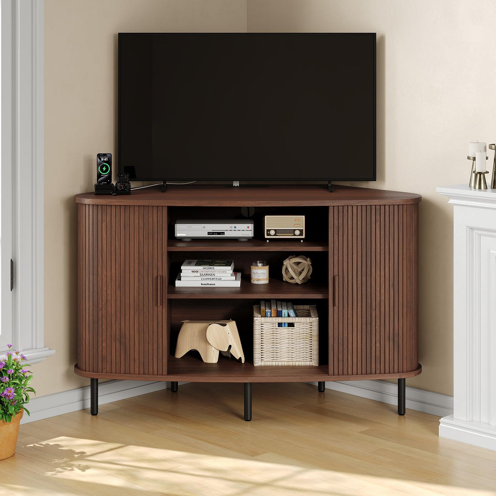 47 Inch Walnut Corner TV Stand V176988