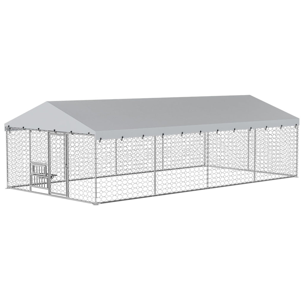 10×20FT Heavy Duty Chain Link Dog Kennel with Roof R188739