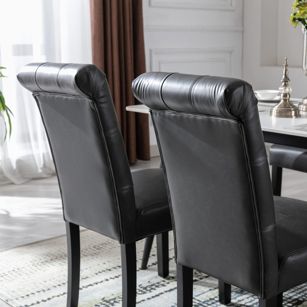 Black Set of 4 PU Leather Tufted Dining Chairs V893445