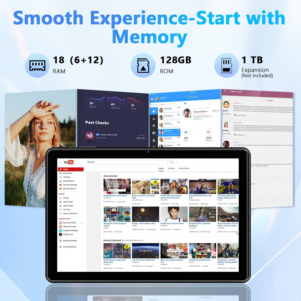 10 Inch Android Tablet with 18GB RAM 128GB ROM Y301917