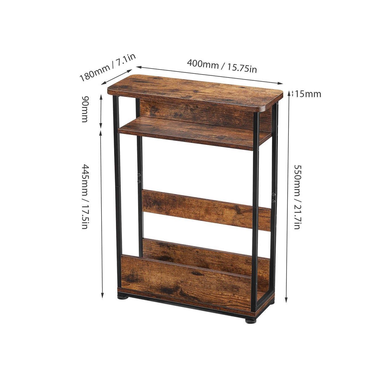 3-Tier Narrow Side Table with Storage Shelf H23582