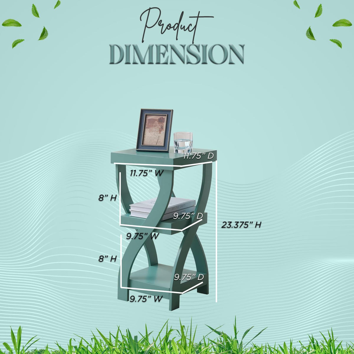 3-Tier Twisted Wood End Table with Open Storage Shelves M3887