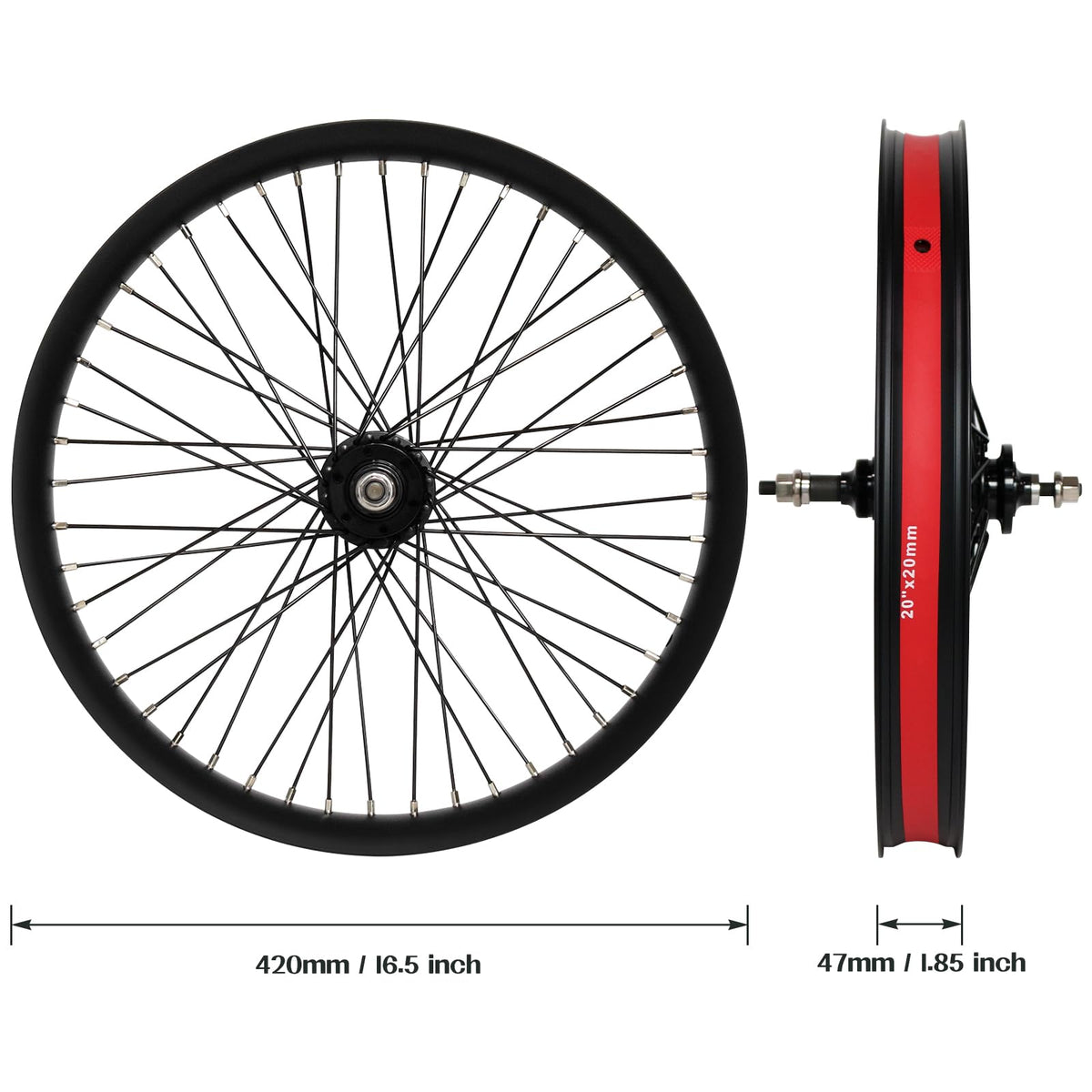20"/26" Heavy Duty Bike Wheelset, Front and Rear, 12 Gauge 48 Spokes, Double Wall Aluminum Alloy Disc Brake MTB D94709