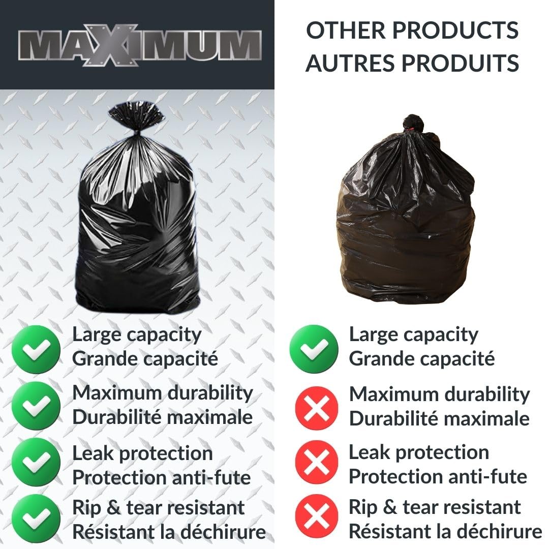 Heavy Duty 42-Gallon 3 Mil Black Garbage Bags 32 Counts J30752