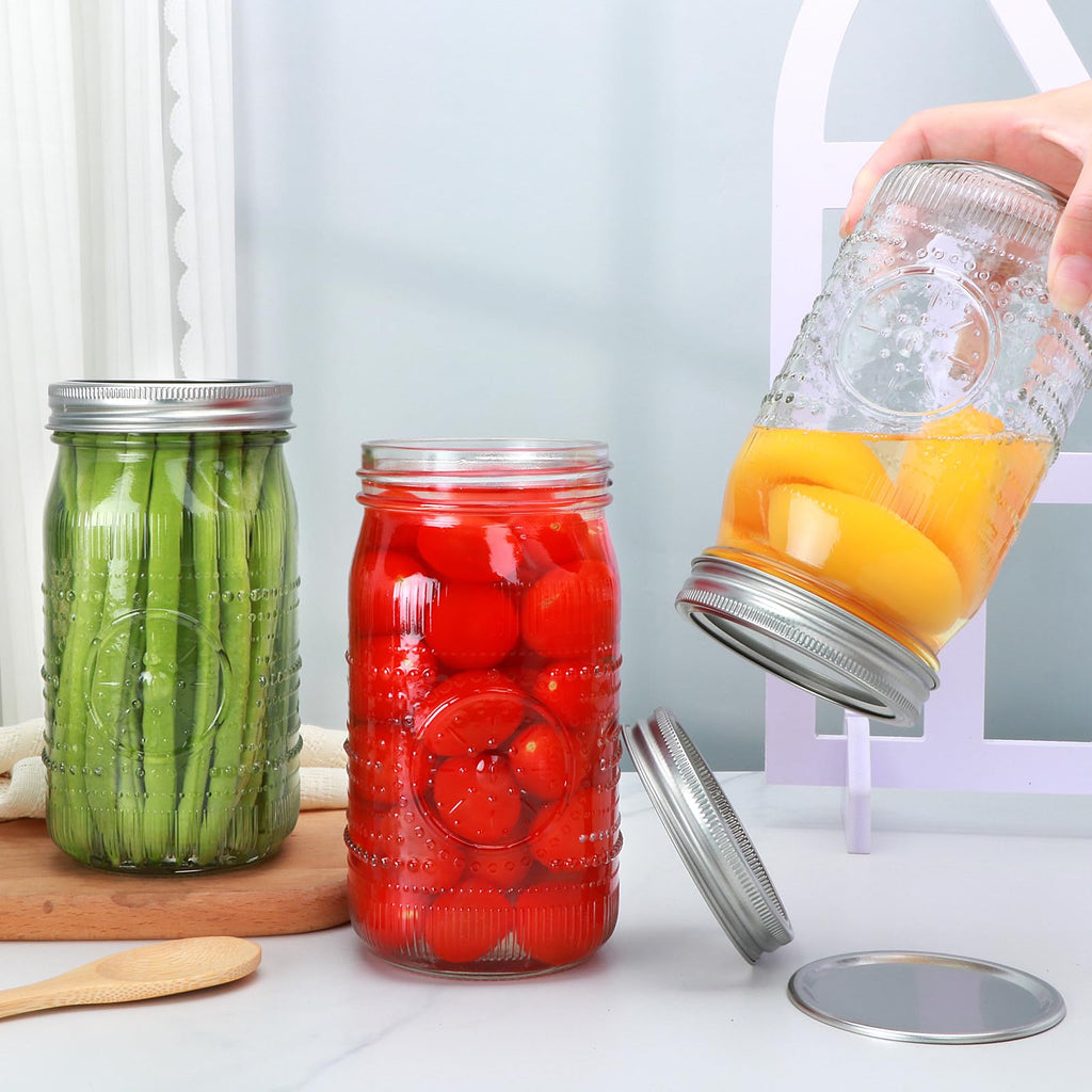 Wide Mouth Mason Jars with Lids 32oz 12 Pack I6347