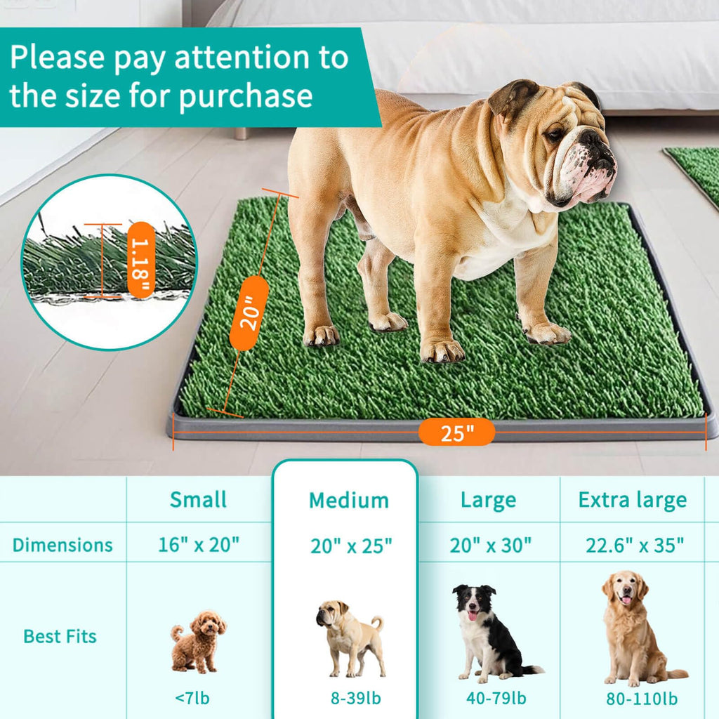 Dog Grass Pad with Tray 25"X20" Artificial Turf Pet Potty K6170