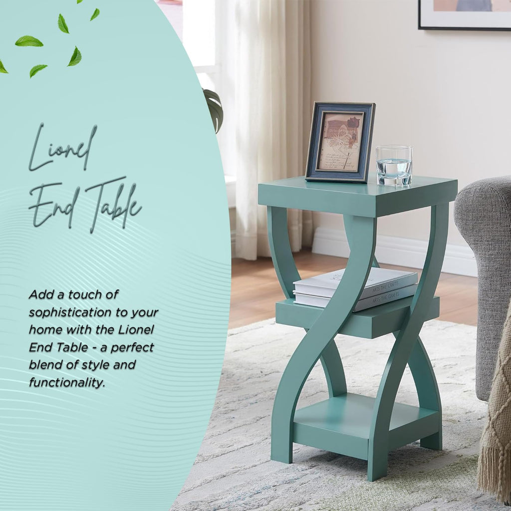3-Tier Twisted Wood End Table with Open Storage Shelves M3887