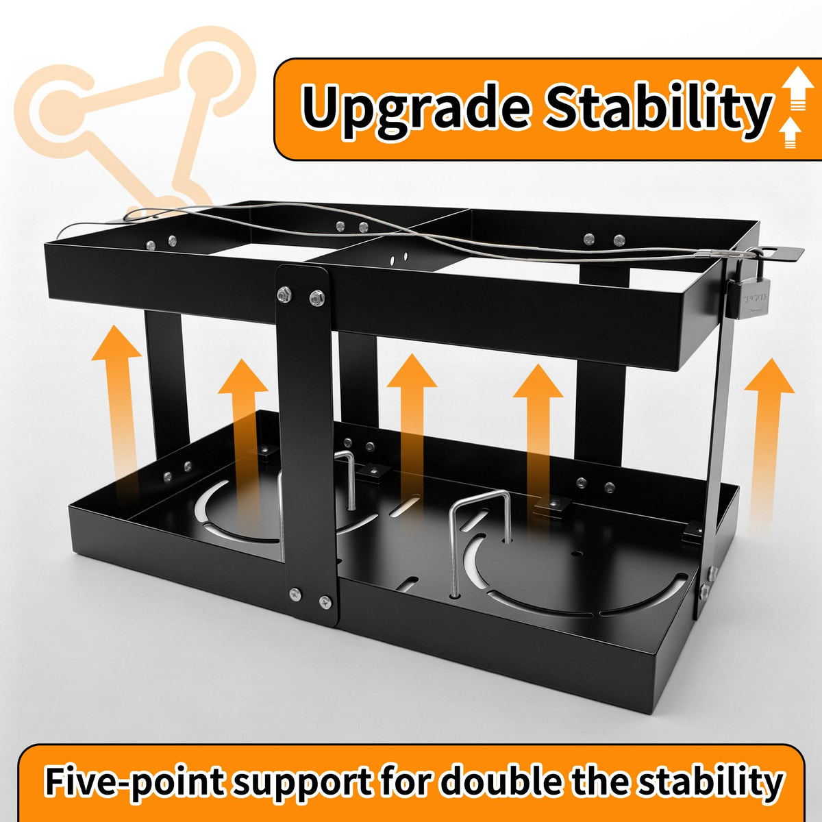 Gas Can Rack with Lock Cable and Rubber Pads S5262