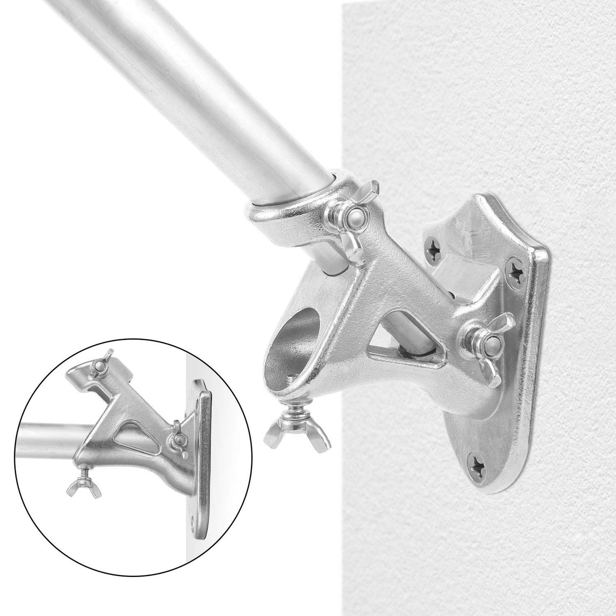 Stainless Steel Heavy Duty Flag Pole Holder Wall Mount Bracket 2 Positions C4120