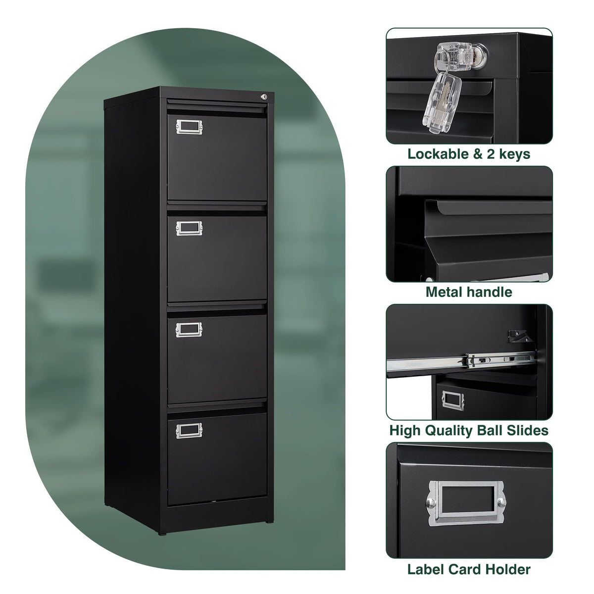 4 Drawer Metal File Cabinet with Lock Q518