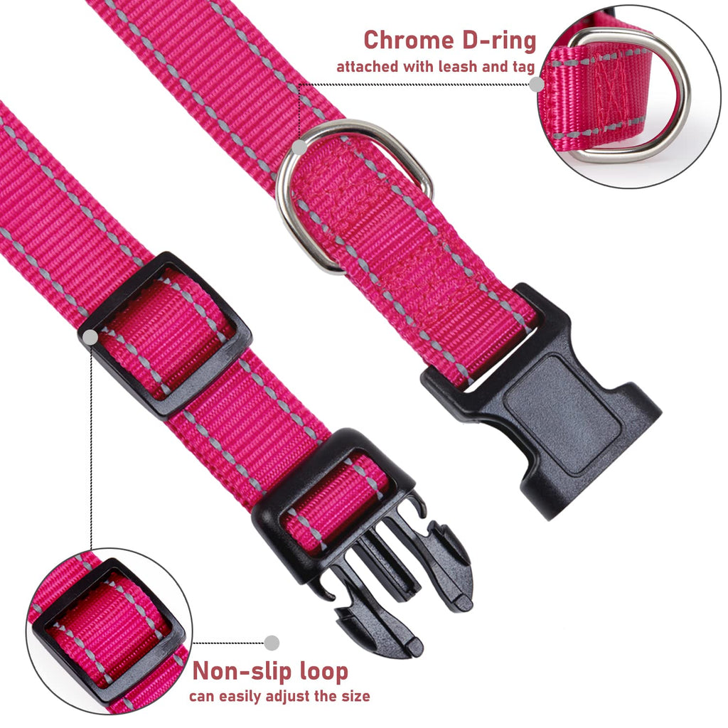 Reflective Adjustable Pink Dog Collar W780