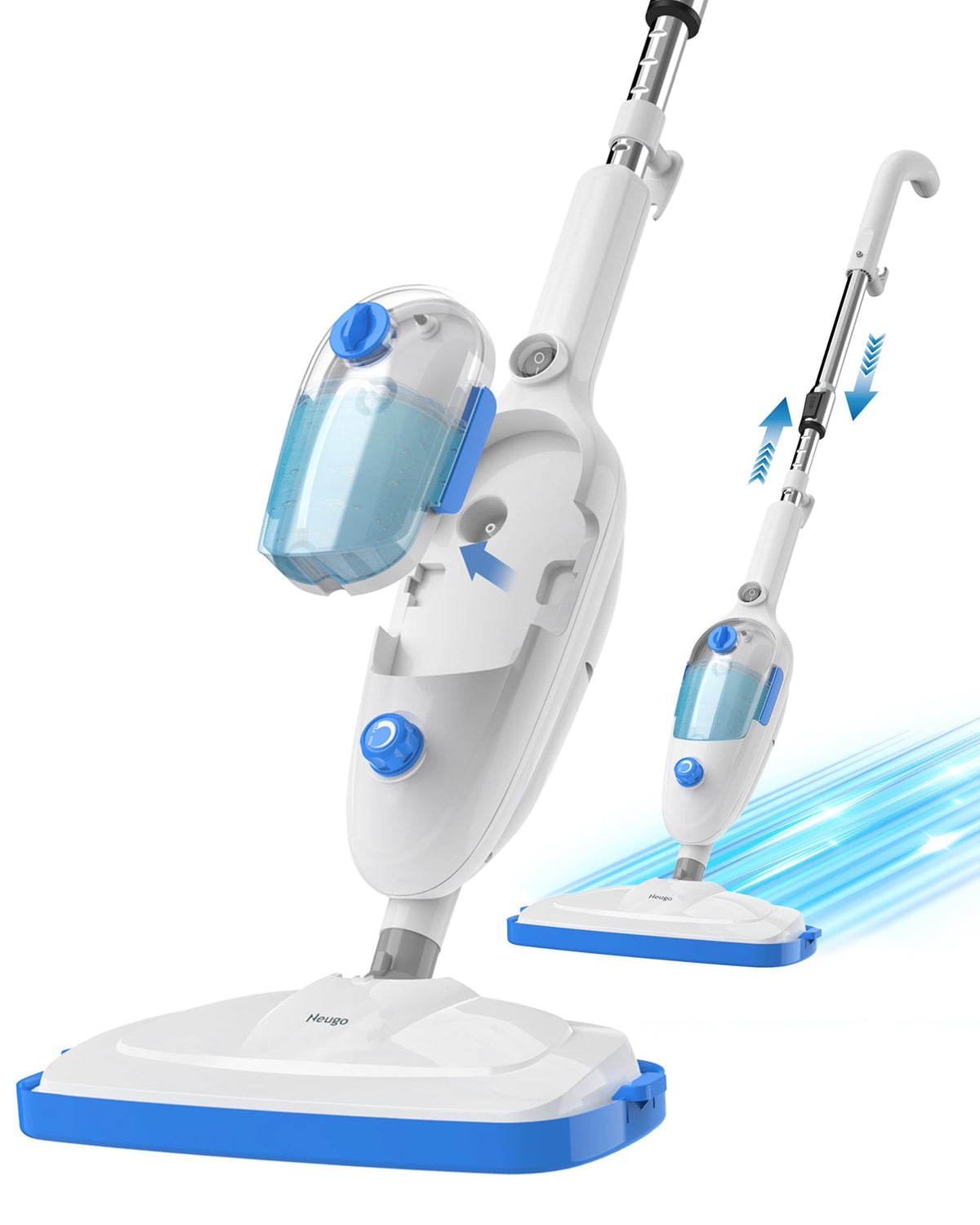 Lightweight Steam Mop with Adjustable Steam Modes, 23ft Cord, 2 Washable Pads O2744
