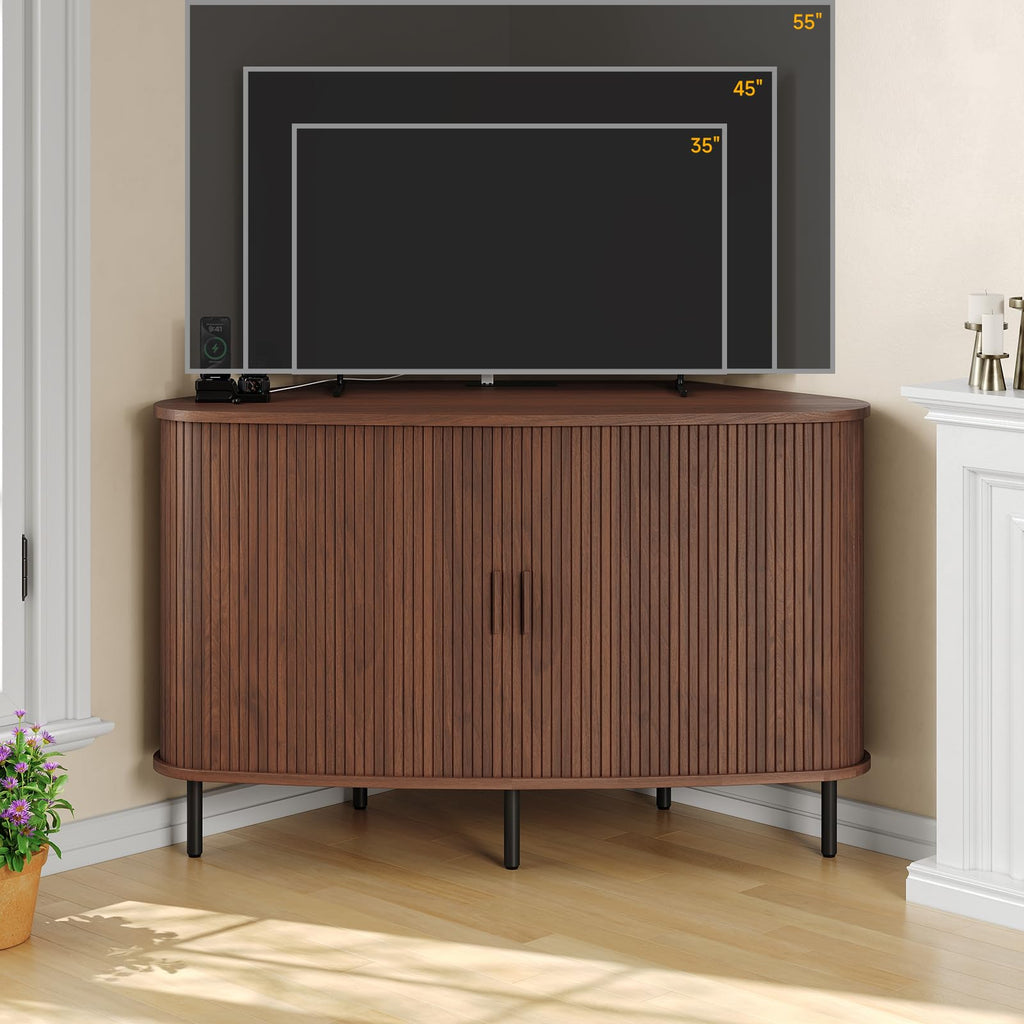 47 Inch Walnut Corner TV Stand V176988