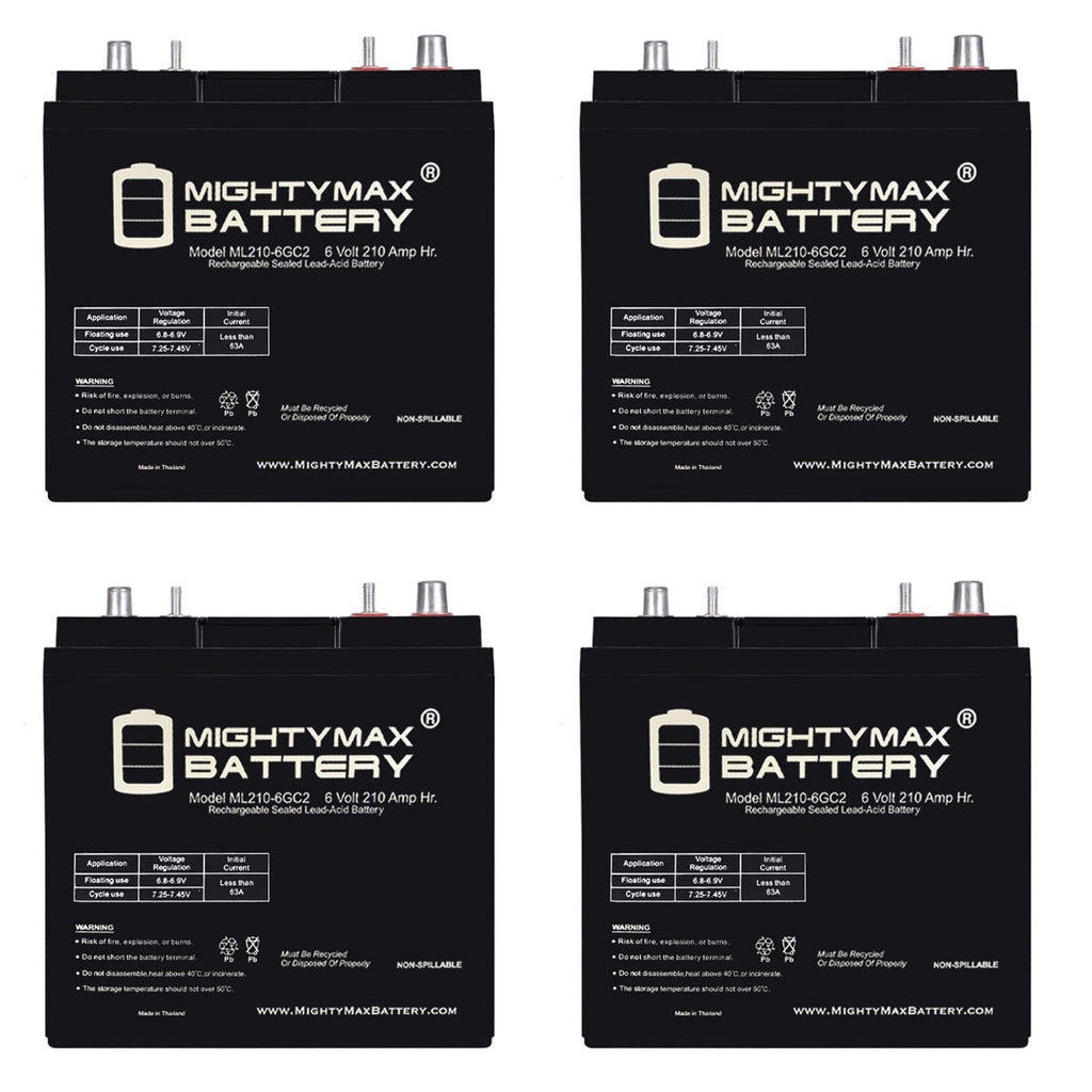 6V 210AH Dual Terminal SLA Replacement Battery 4 Pack J45195