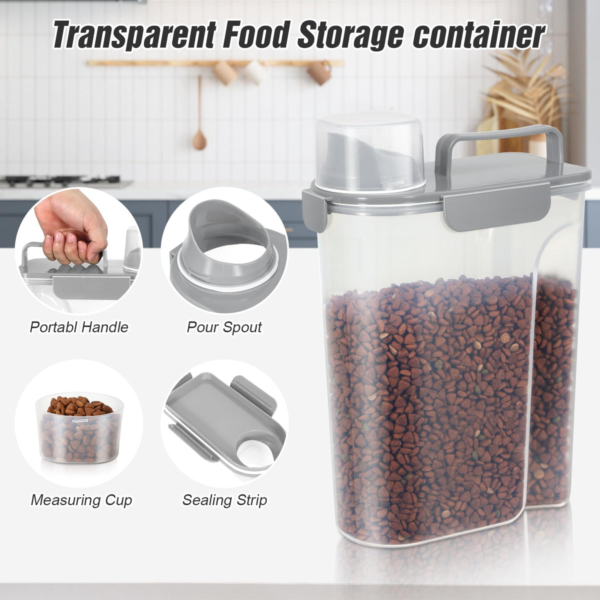 2 Pack Airtight Pet Food Storage Containers with Spout U891109