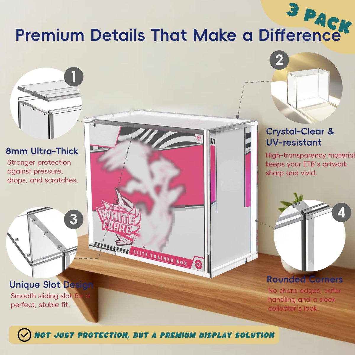 3 Pack Acrylic Case with Sliding Magnetic Lid L231095
