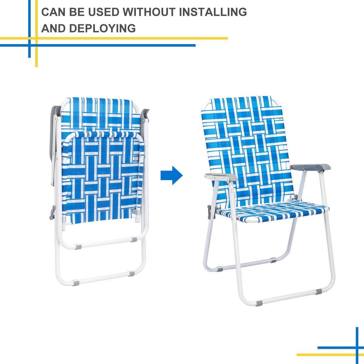 2 Pcs Webbed Folding Beach Chair P528