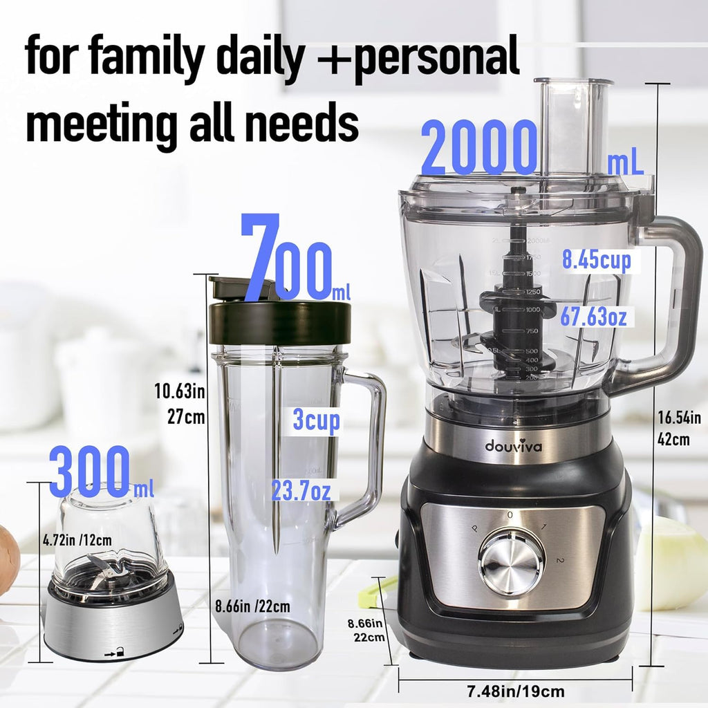 8-Cup Food Processor & Blender Combo, 1000W, Black Y61706