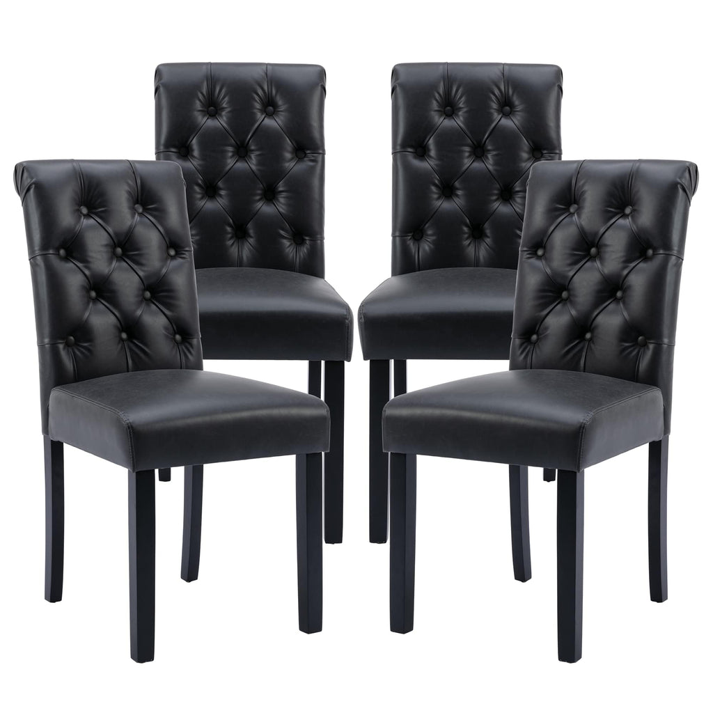 Black Set of 4 PU Leather Tufted Dining Chairs V893445