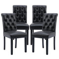 Black Set of 4 PU Leather Tufted Dining Chairs V893445