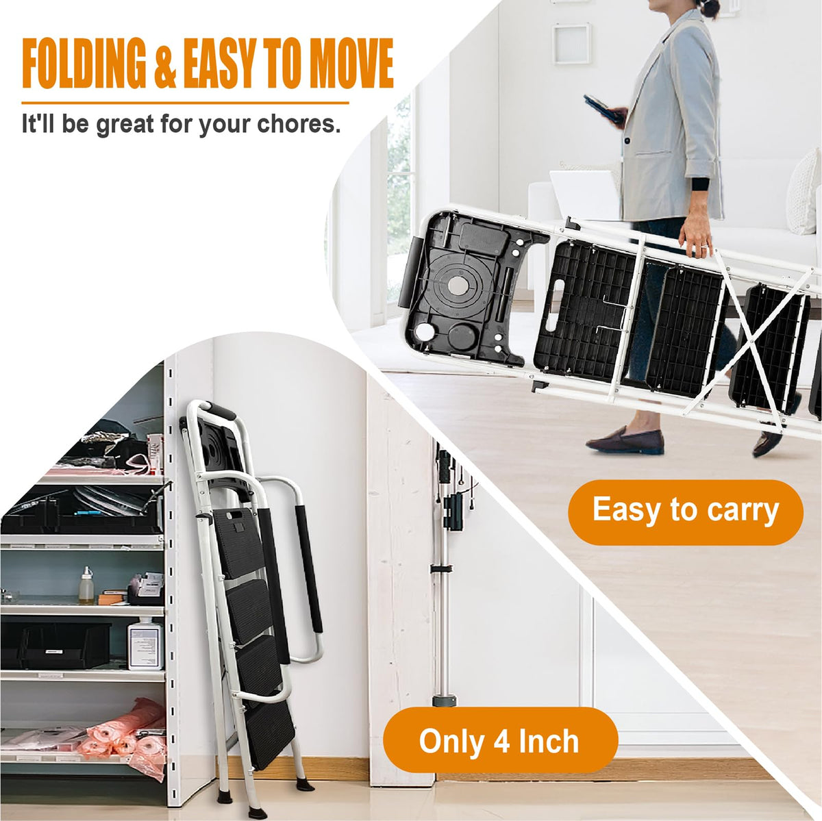 4 Step Ladder with Handrails 330lbs Capacity E7086