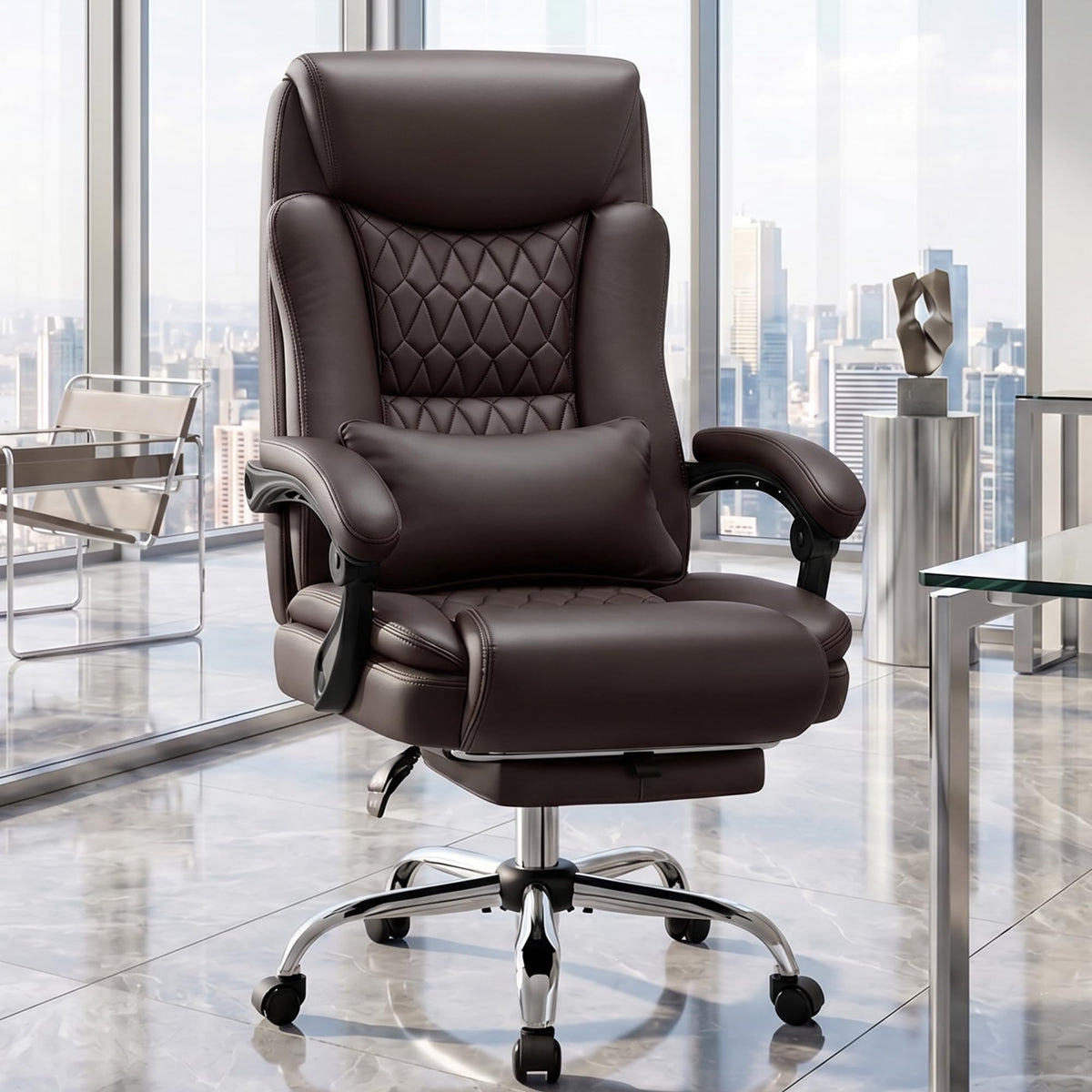 Brown PU Leather High Back Ergonomic Executive Office Chair T572027