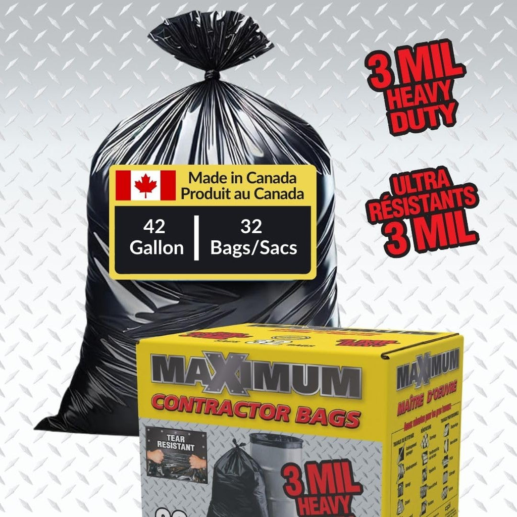 Heavy Duty 42-Gallon 3 Mil Black Garbage Bags 32 Counts J30752